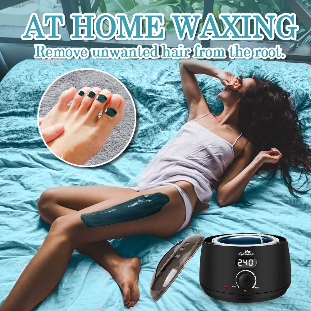 Waxing Kit- L2 Digital Wax Warmer Hair Removal Machine- 4 Packs of Wax Beads(14.1 Oz Total) with 42 Items- Wax Pots Professional for All Hair Types- Eyebrow- Facial- Bikini