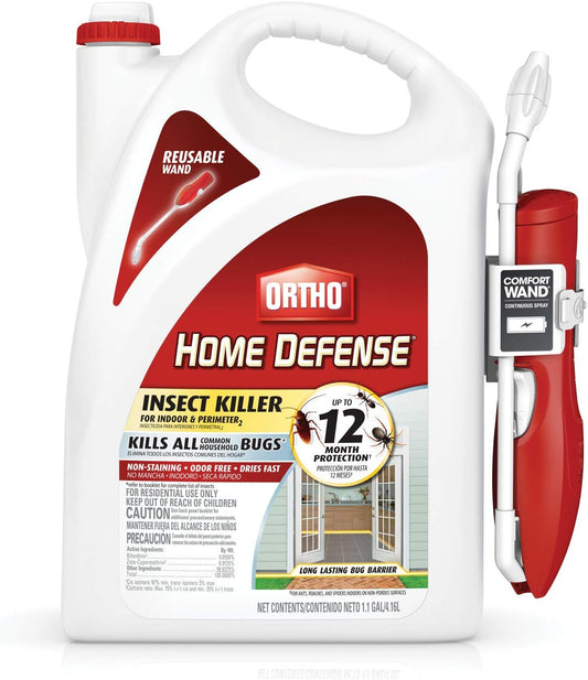 Home Defense Insect Killer for Indoor & Perimeter2: with Comfort Wand, Kills Ants, Cockroaches, Spiders, Fleas & Ticks, Odor Free, 1.1 Gal.