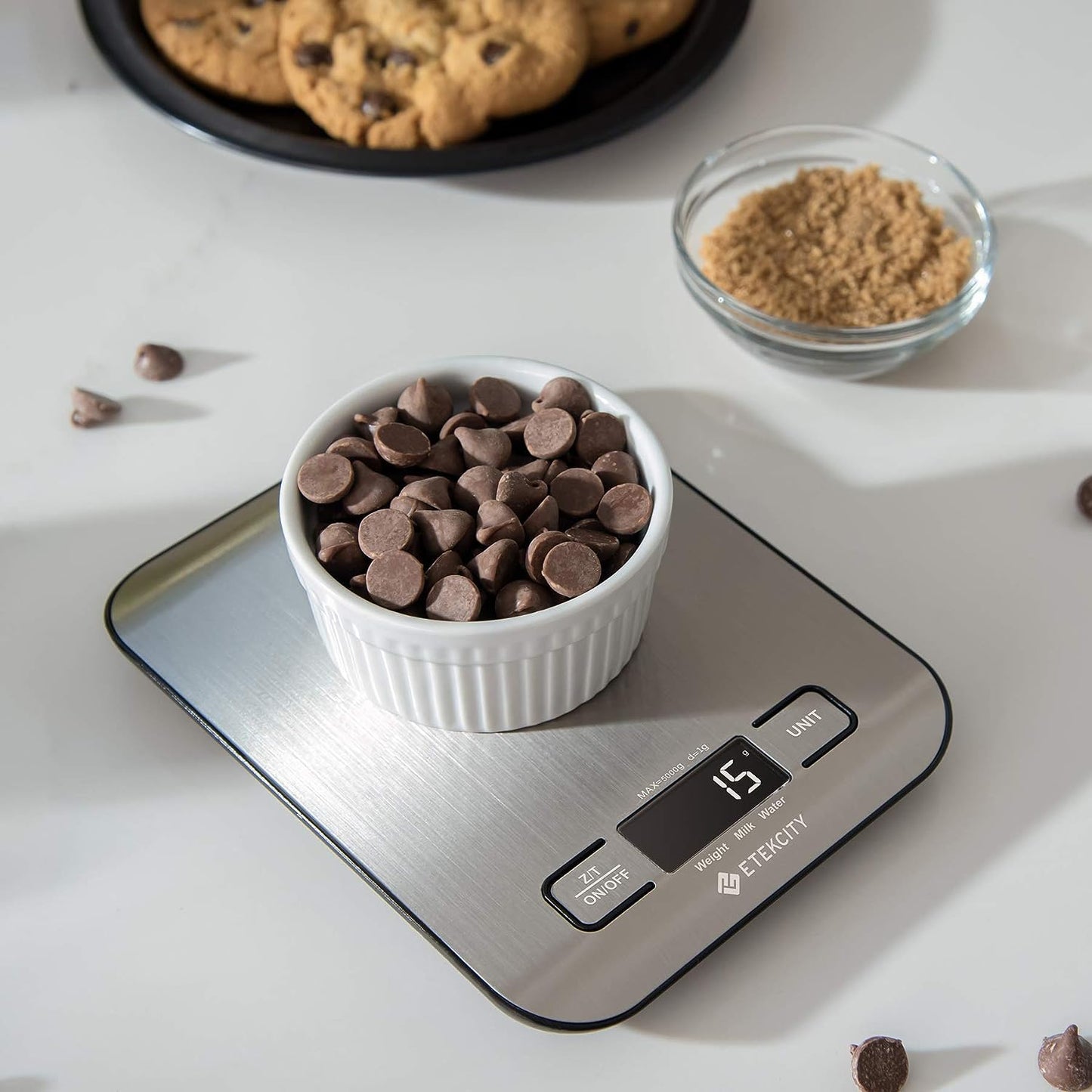 Food Kitchen Scale, Digital Grams and Ounces for Weight Loss, Baking, Cooking, Keto and Meal Prep, LCD Display, Medium, 304 Stainless Steel