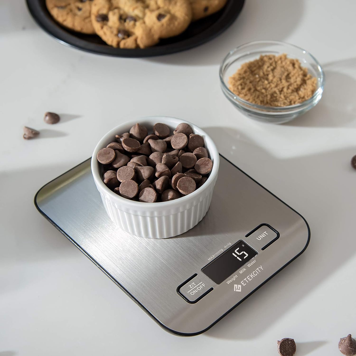 Food Kitchen Scale, Digital Grams and Ounces for Weight Loss, Baking, Cooking, Keto and Meal Prep, LCD Display, Medium, 304 Stainless Steel