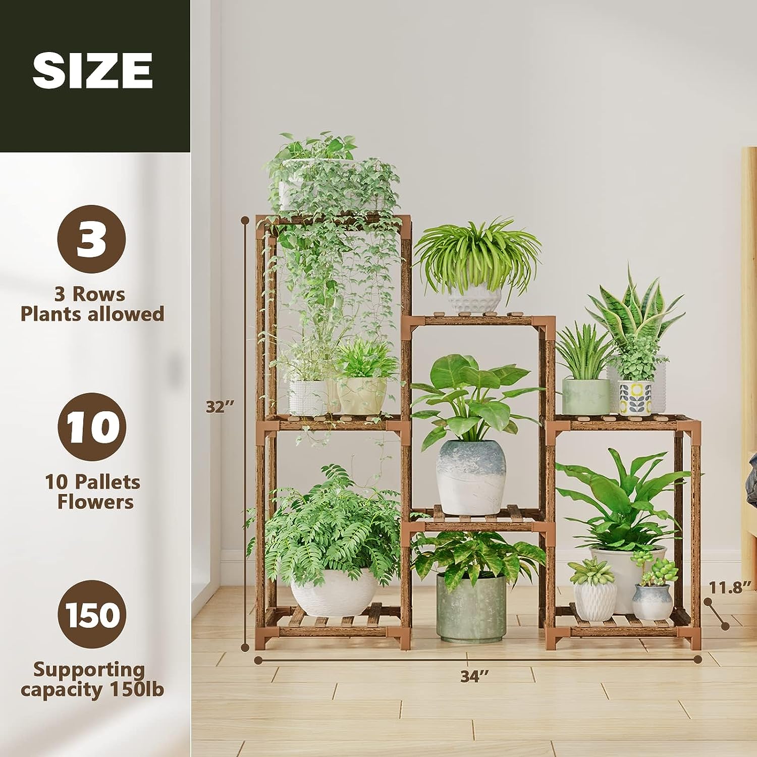 Plant Stand Indoor Plant Stands Wood Outdoor Tiered Plant Shelf for Multiple Plants 3 Tiers 7 Potted Ladder Plant Holder Table Plant Pot Stand Boho Decor Home Decor for Window Balcony Living Room Gardening Gifts