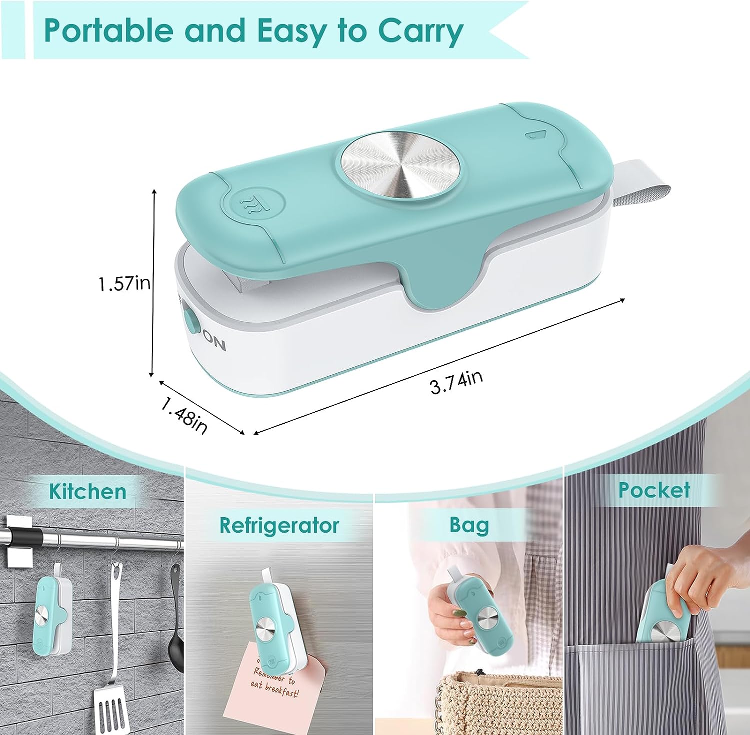 Mini Bag Sealer, 2 in 1 Bag Sealer Heat Seal with Cutter, Portable Food Sealer Mini Sealing Machine Kitchen Gadget for Chip Bags Plastic Bags Food Storage (Battery Included)