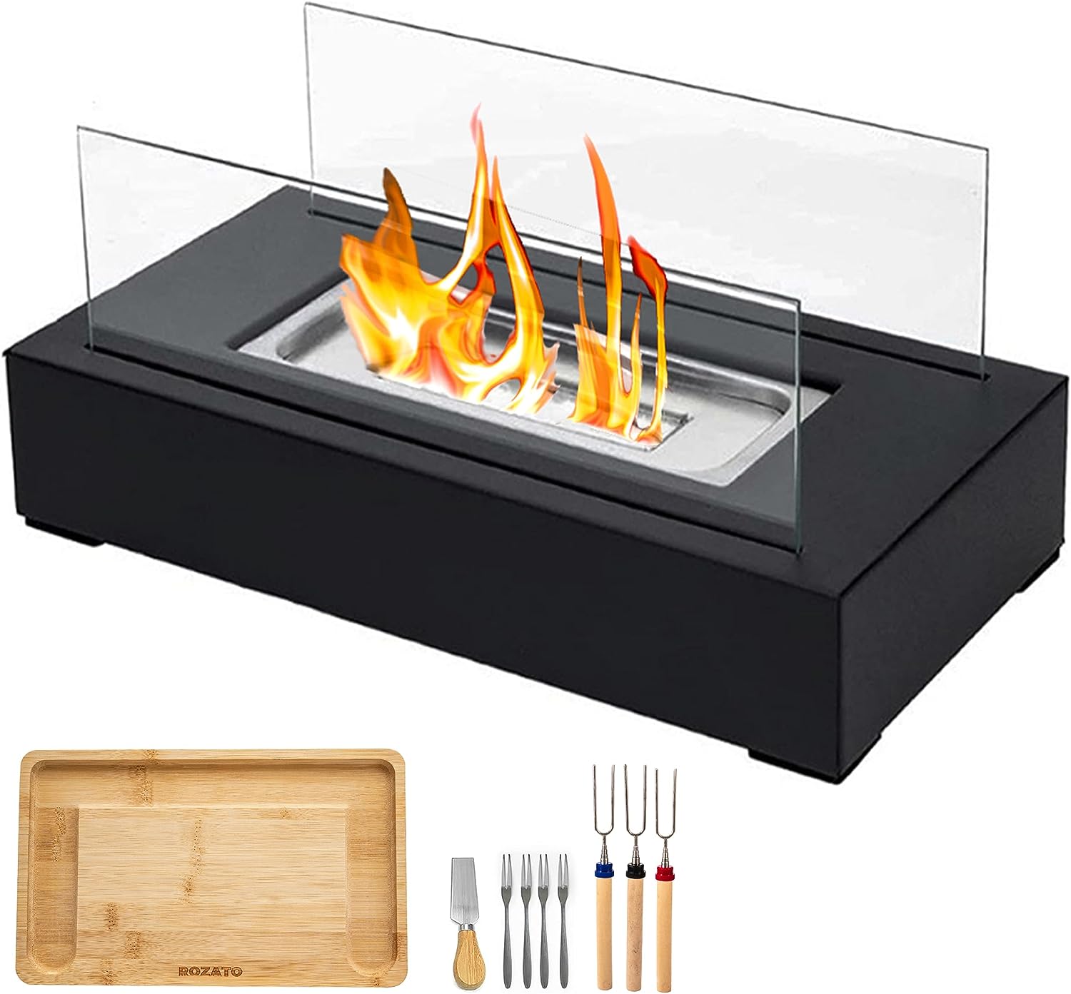 Tabletop Fire Pit with Smores Maker Kit Portable Indoor/Outdoor Mini Small Fireplace Bowl Table Top Decor Home Patio Balcony Backyard Gifts for Women Mom Her Wedding Housewarming Birthday Gift