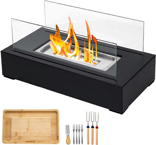 Tabletop Fire Pit with Smores Maker Kit Portable Indoor/Outdoor Mini Small Fireplace Bowl Table Top Decor Home Patio Balcony Backyard Gifts for Women Mom Her Wedding Housewarming Birthday Gift