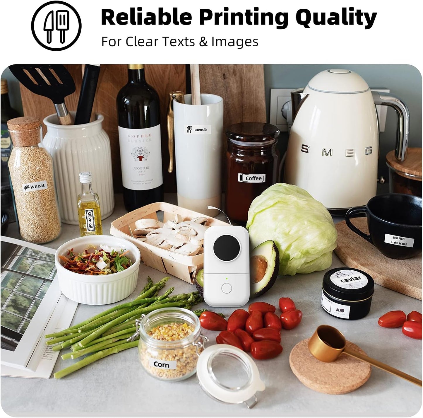 D30 Label Printer, Bluetooth Wireless Mini Pocket Smartphone Label Maker Machine with Tape, Direct Thermal Printer Rechargeable Labeler Compatible with Iphone/Android, for Home Office