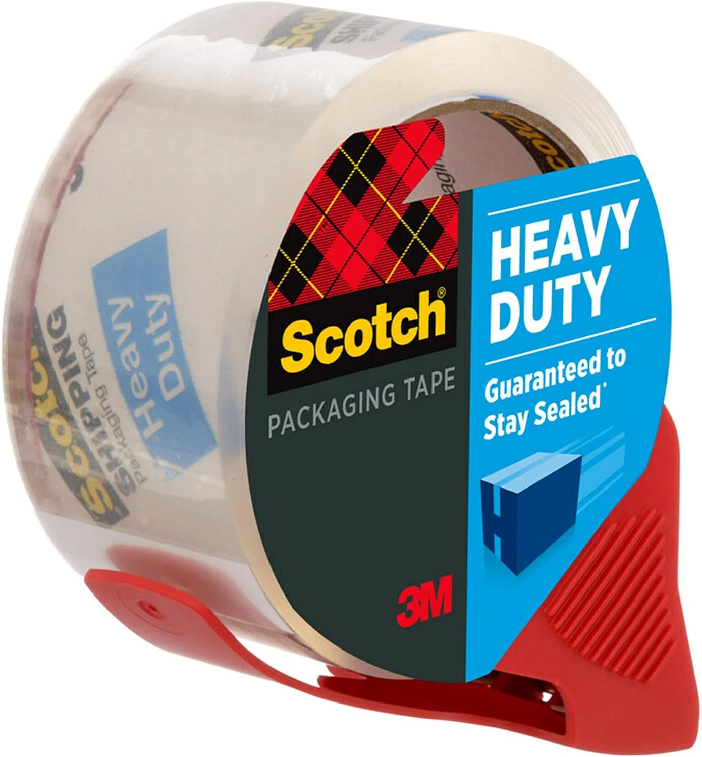 Heavy Duty Shipping Packaging Tape, 1 Dispensered Roll, 1.88 X 38.2 Yd, Great for Packing, Shipping & Moving, Clear (3850S-RD)