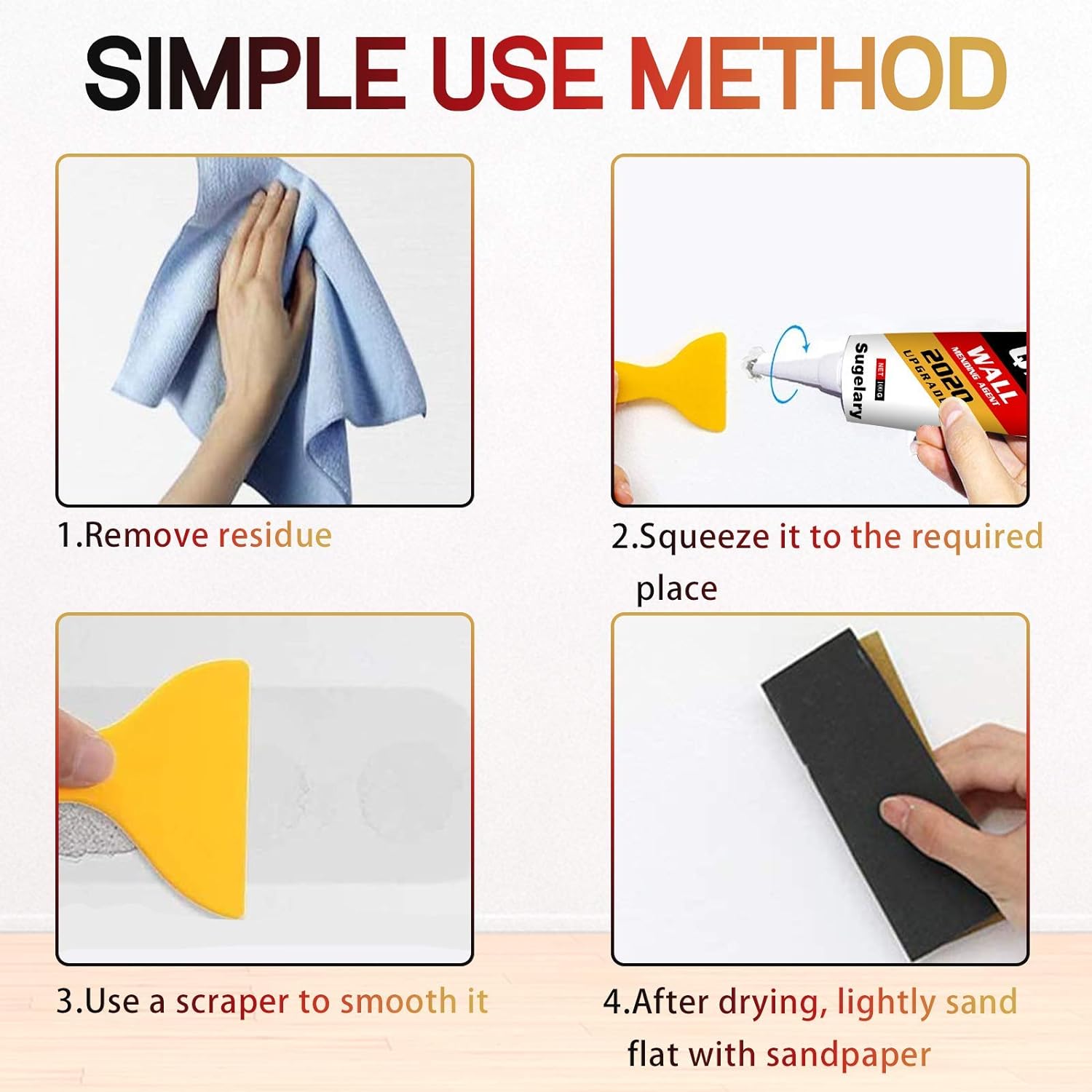 Drywall Patch Repair Kit with Scraper, Wall Spackle Repair Paste, Wall Mending Agent Quick and Easy Solution to Fill the Holes for Home Wall, Plaster Dent Repair and Wood Scratch Repair