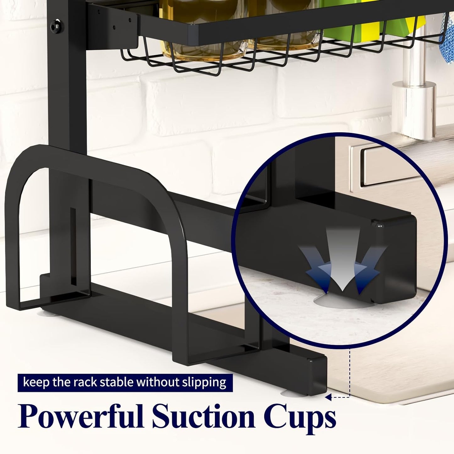 over the Sink Dish Drying Rack - 23.6" to 35"X21.2", Adjustable Drying Rack for Kitchen Sink with Large Capacity, Sink Drying Rack, 2-Tier Dish Rack over Sink with Multifunctional Baskets