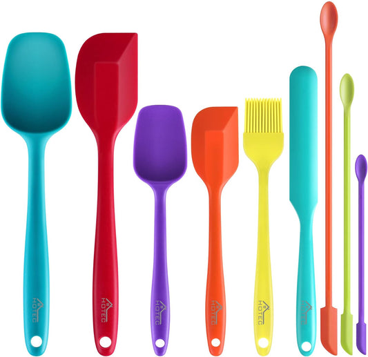 Silicone Spatula Set Kitchen Utensils for Baking Cooking Mixing Heat Resistant Non Stick Cookware Food Grade BPA Free Dishwasher Safe (Multi-Color) Set of 9