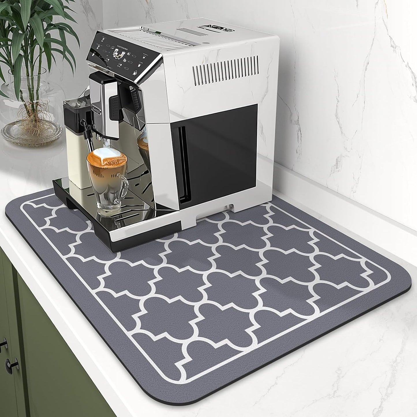 Dish Drying Mat Coffee Mat Super Absorbent Drying Mat Large Dish Drying Mats for Kitchen Counter Easy Clean Dish Mat Kitchen Drying Mat 15" X 18" Grey