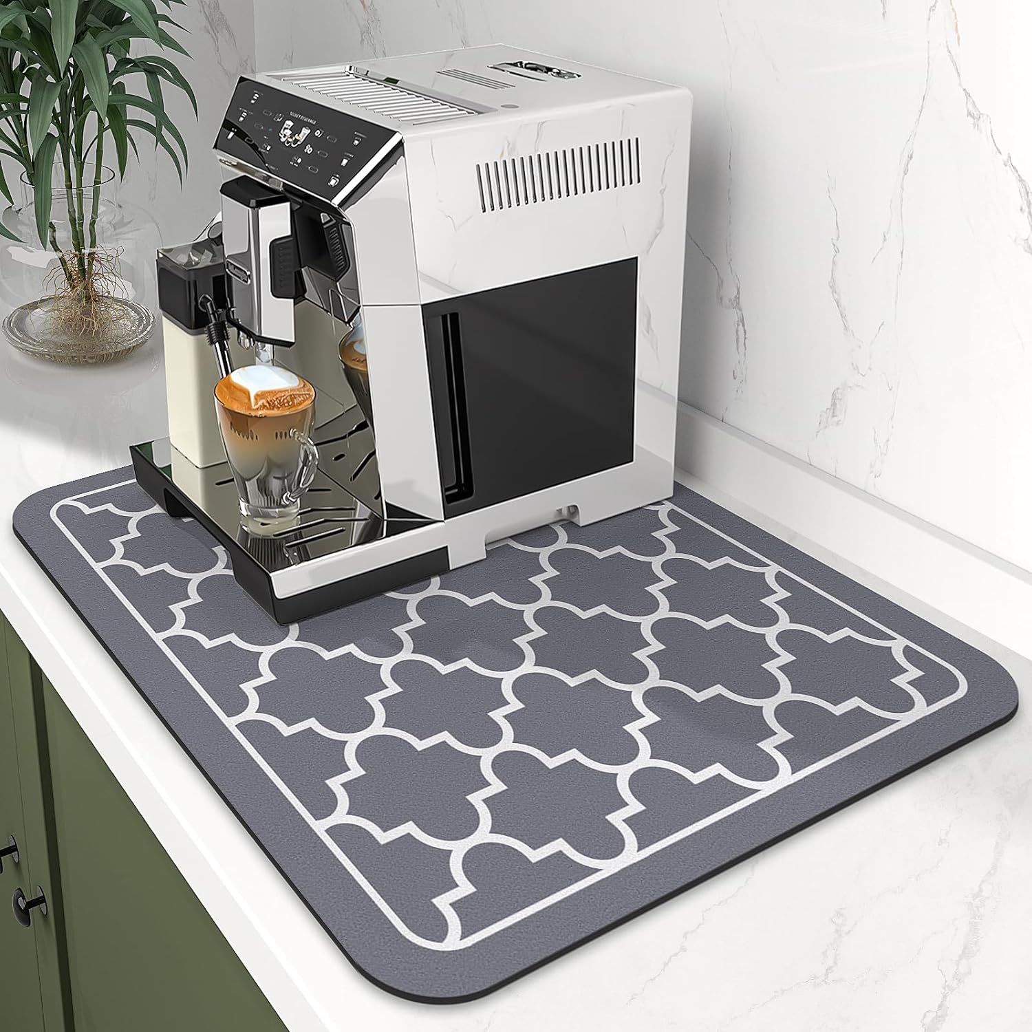 Dish Drying Mat Coffee Mat Super Absorbent Drying Mat Large Dish Drying Mats for Kitchen Counter Easy Clean Dish Mat Kitchen Drying Mat 15" X 18" Grey