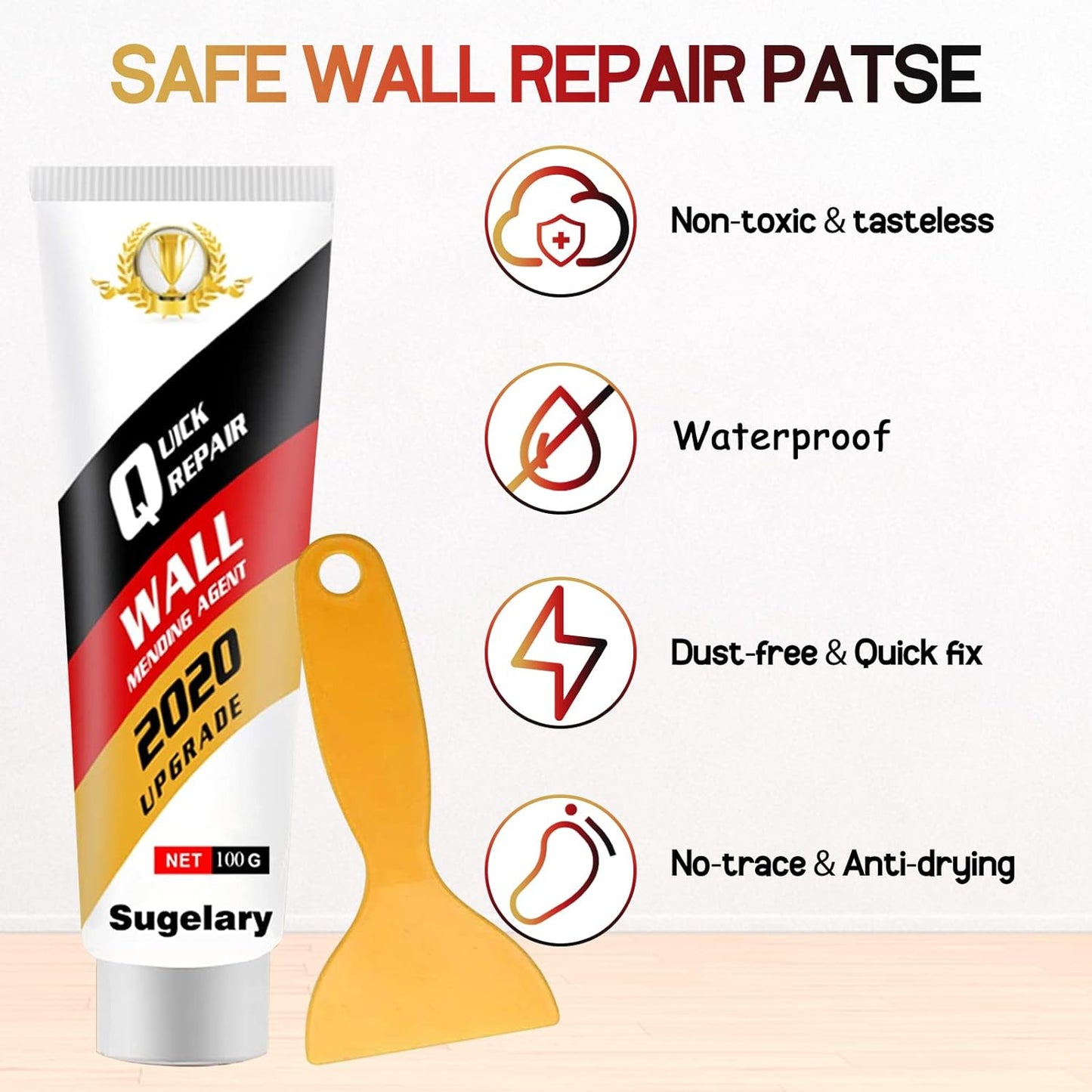 Drywall Patch Repair Kit with Scraper, Wall Spackle Repair Paste, Wall Mending Agent Quick and Easy Solution to Fill the Holes for Home Wall, Plaster Dent Repair and Wood Scratch Repair
