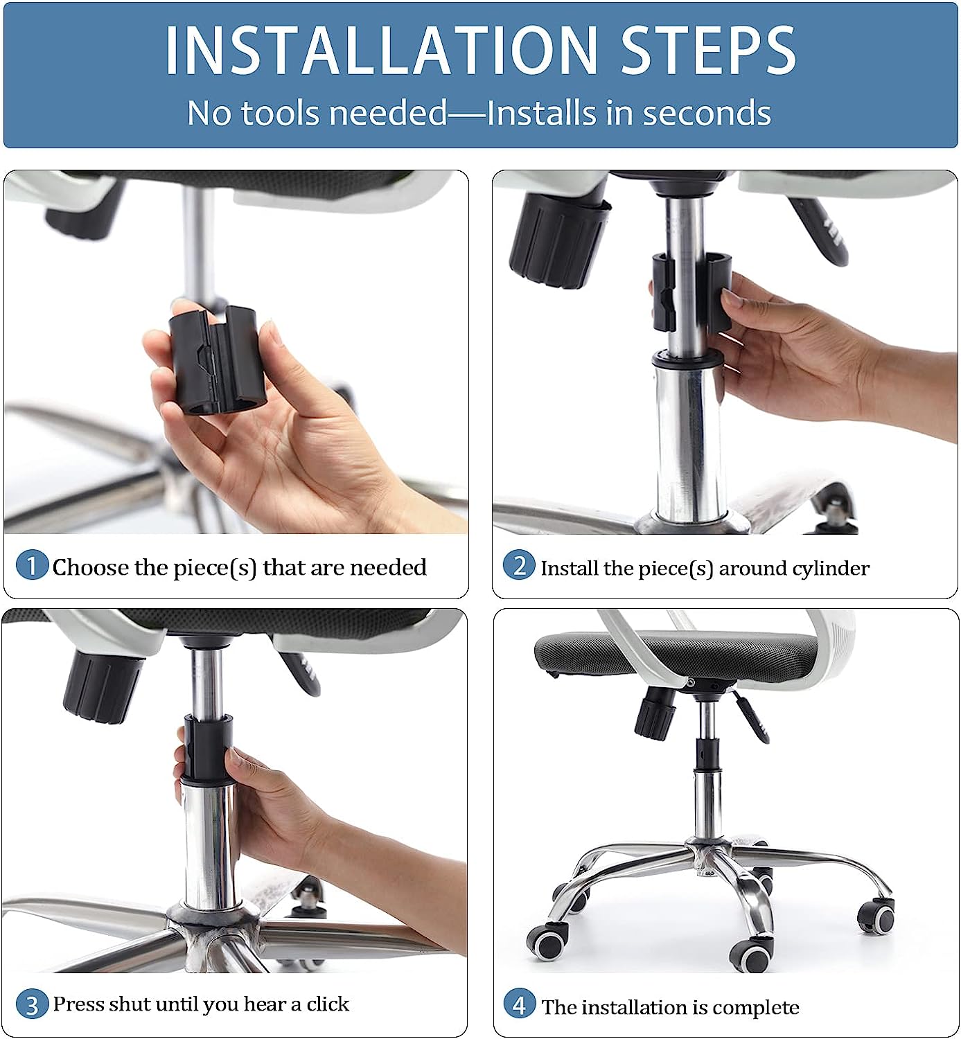 Office Chair Hero Fix Attaches Clamps to Large Cylinder Piston Stops Your Chairs Sinking When Computer Hydraulic Lift Has No Gas Stop Replacement