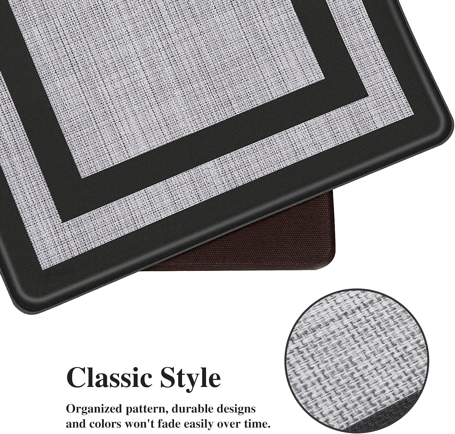 Kitchen Mat [2 PCS] Cushioned Anti-Fatigue Non-Skid Waterproof Rugs Ergonomic Comfort Standing Mat for Kitchen, Floor, Office, Sink, Laundry, Black and Gray