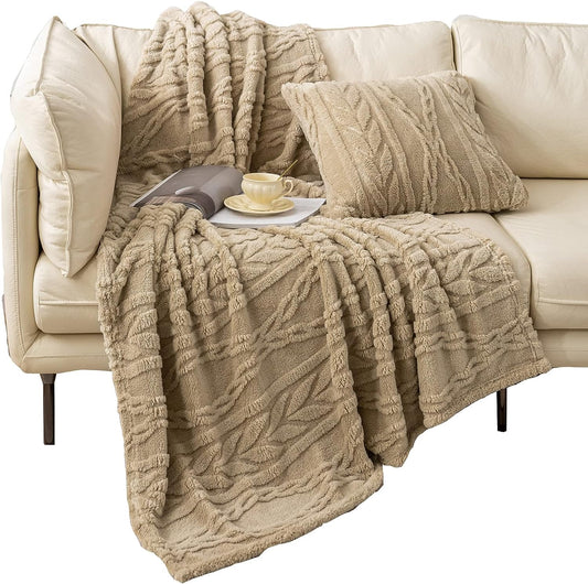 Sherpa Throw Blanket(Without Pillows)-3D Stylish Design Super Soft Fuzzy Cozy Warm Blanket Thick Plush Fluffy Furry Blankets for Teen Girls Women Couch Bed Sofa Chair Men Gift(Tan,50"X65")