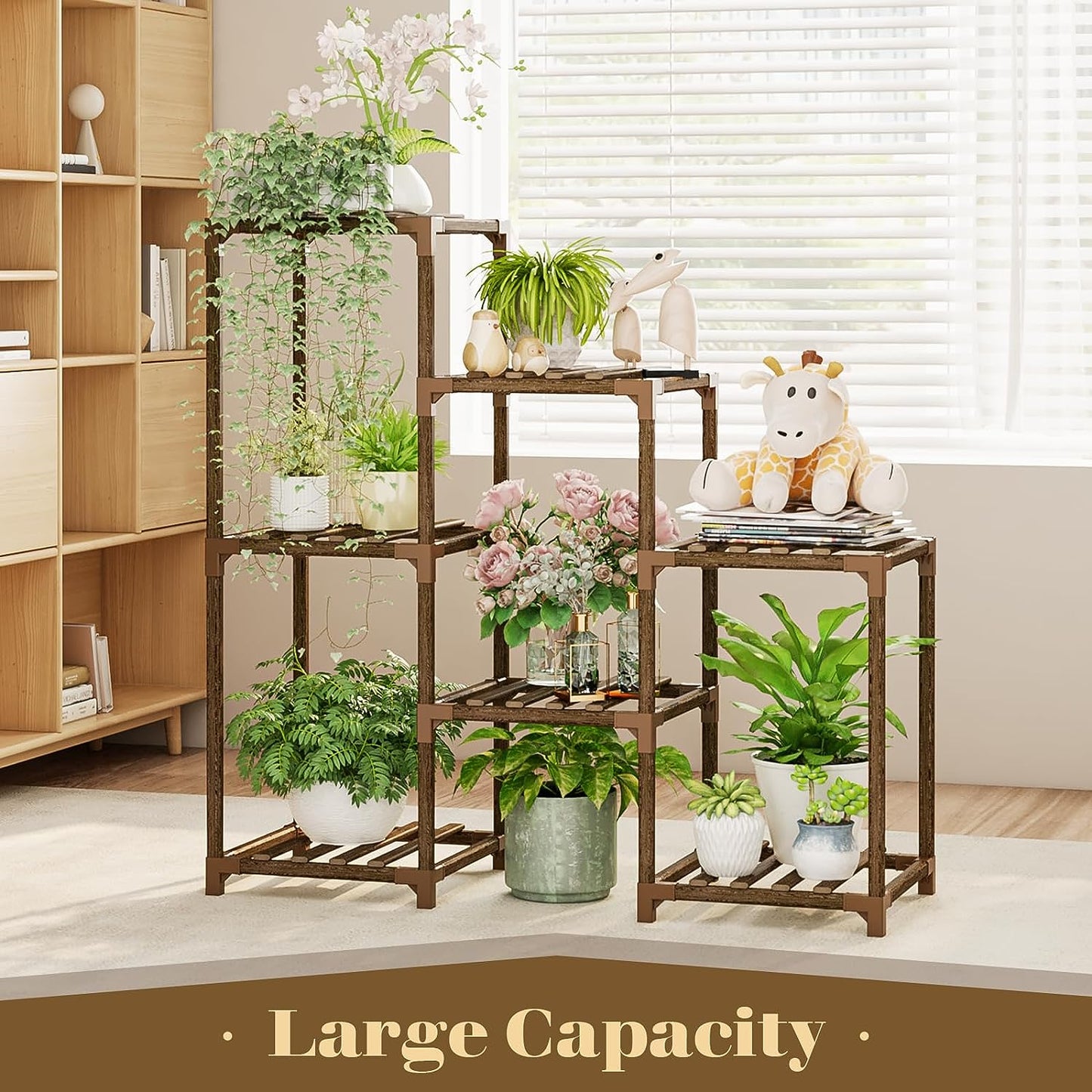 Plant Stand Indoor Plant Stands Wood Outdoor Tiered Plant Shelf for Multiple Plants 3 Tiers 7 Potted Ladder Plant Holder Table Plant Pot Stand Boho Decor Home Decor for Window Balcony Living Room Gardening Gifts