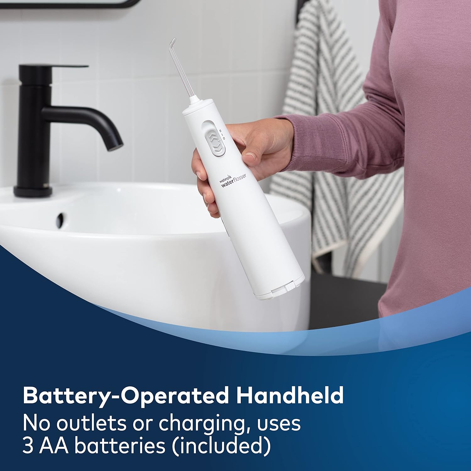 Cordless Water Flosser, Battery Operated & Portable for Travel & Home, ADA Accepted Cordless Express, White WF-02