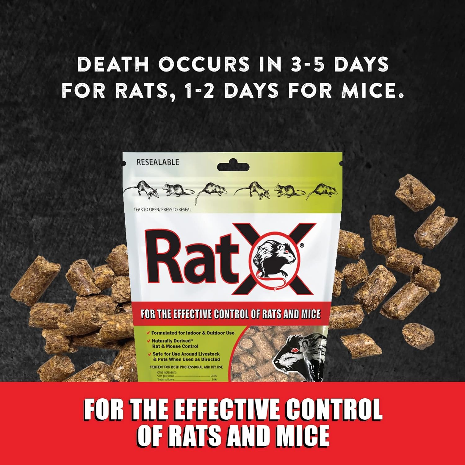 Ecoclear Products 620100-6D Ratx All-Natural for All Speices Rat and Mouse, 8 Oz. Bag