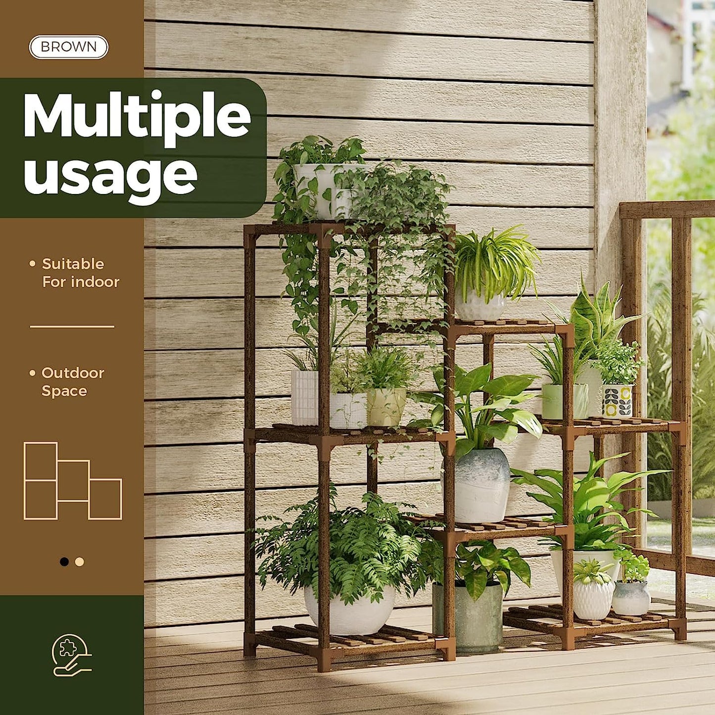 Plant Stand Indoor Plant Stands Wood Outdoor Tiered Plant Shelf for Multiple Plants 3 Tiers 7 Potted Ladder Plant Holder Table Plant Pot Stand Boho Decor Home Decor for Window Balcony Living Room Gardening Gifts