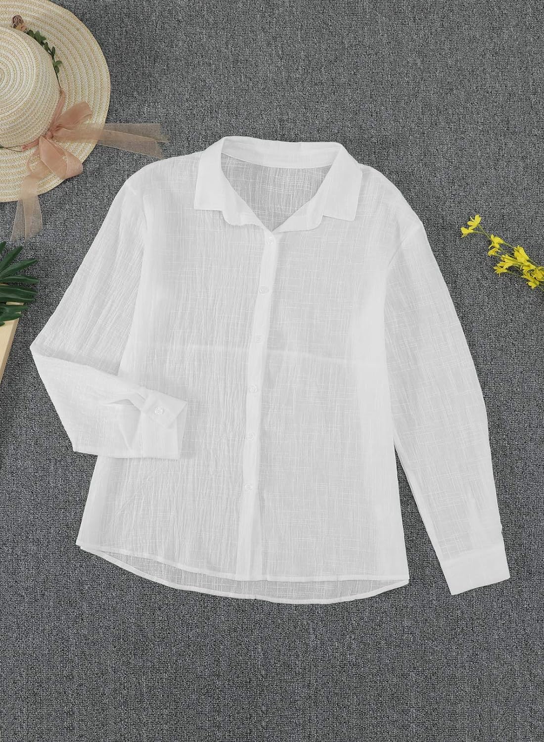 Womens V Neck Roll up Sleeve Button down Blouses Tops