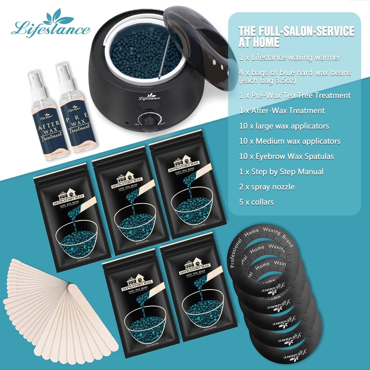 Waxing Kit- L2 Digital Wax Warmer Hair Removal Machine- 4 Packs of Wax Beads(14.1 Oz Total) with 42 Items- Wax Pots Professional for All Hair Types- Eyebrow- Facial- Bikini