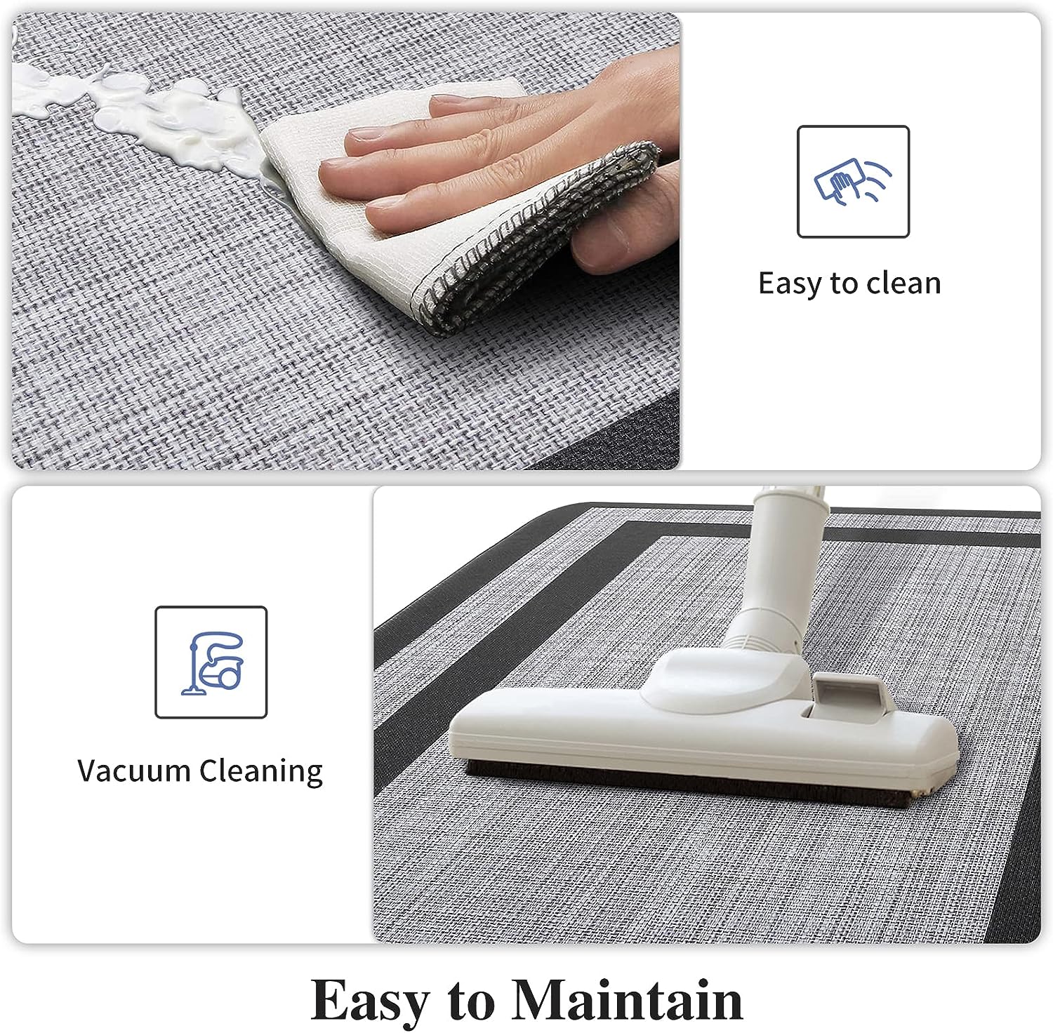 Kitchen Mat [2 PCS] Cushioned Anti-Fatigue Non-Skid Waterproof Rugs Ergonomic Comfort Standing Mat for Kitchen, Floor, Office, Sink, Laundry, Black and Gray
