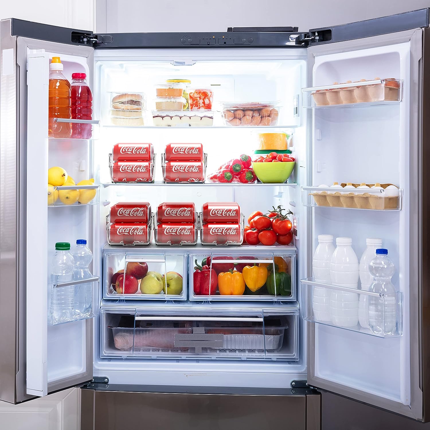 Simplehouseware Soda Can Organizer for Pantry/Refrigerator, Clear, Set of 2