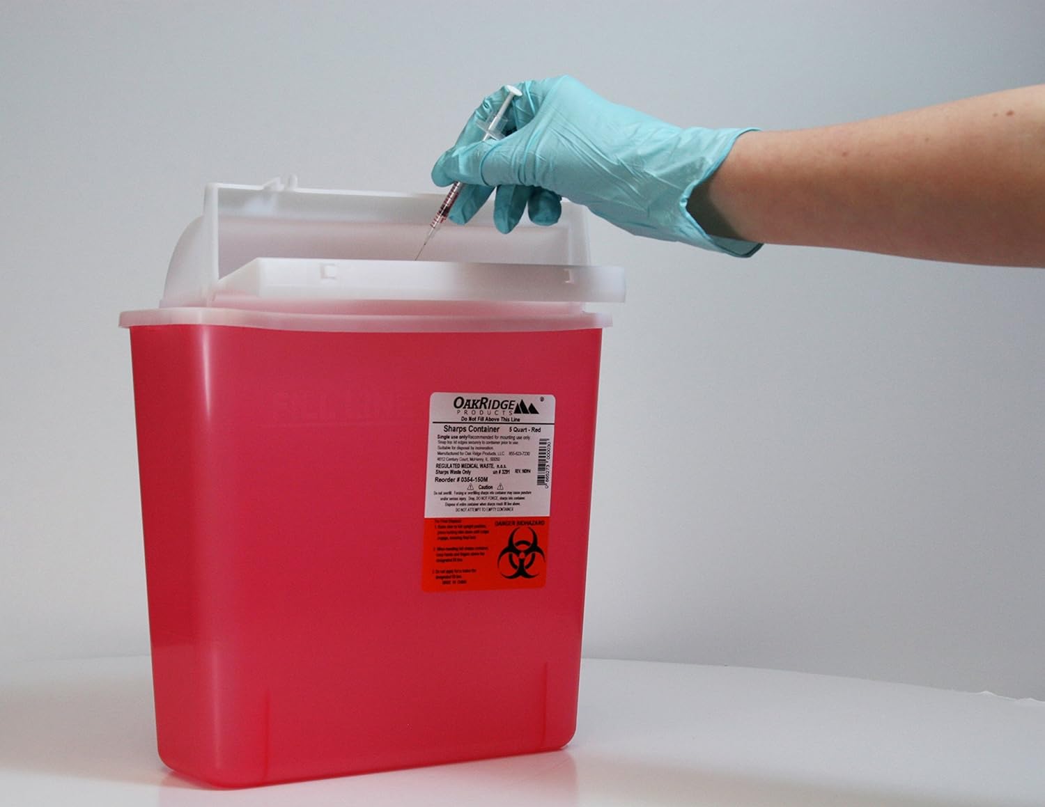 Sharps Container for Home Use and Professional 5 Quart (2-Pack), Biohazard Needle and Syringe Disposal, Mailbox Style Lid, CDC Certified