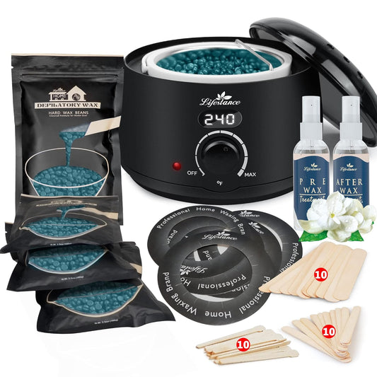 Waxing Kit- L2 Digital Wax Warmer Hair Removal Machine- 4 Packs of Wax Beads(14.1 Oz Total) with 42 Items- Wax Pots Professional for All Hair Types- Eyebrow- Facial- Bikini