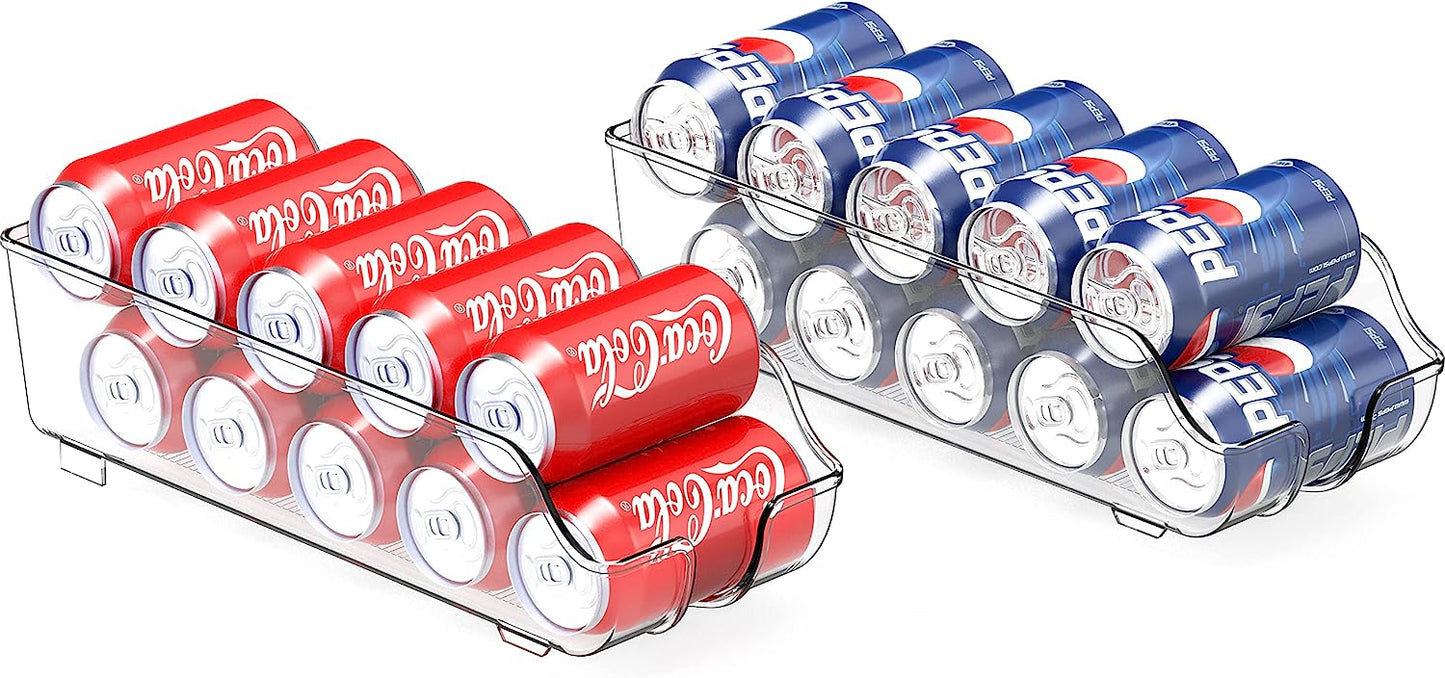 Simplehouseware Soda Can Organizer for Pantry/Refrigerator, Clear, Set of 2