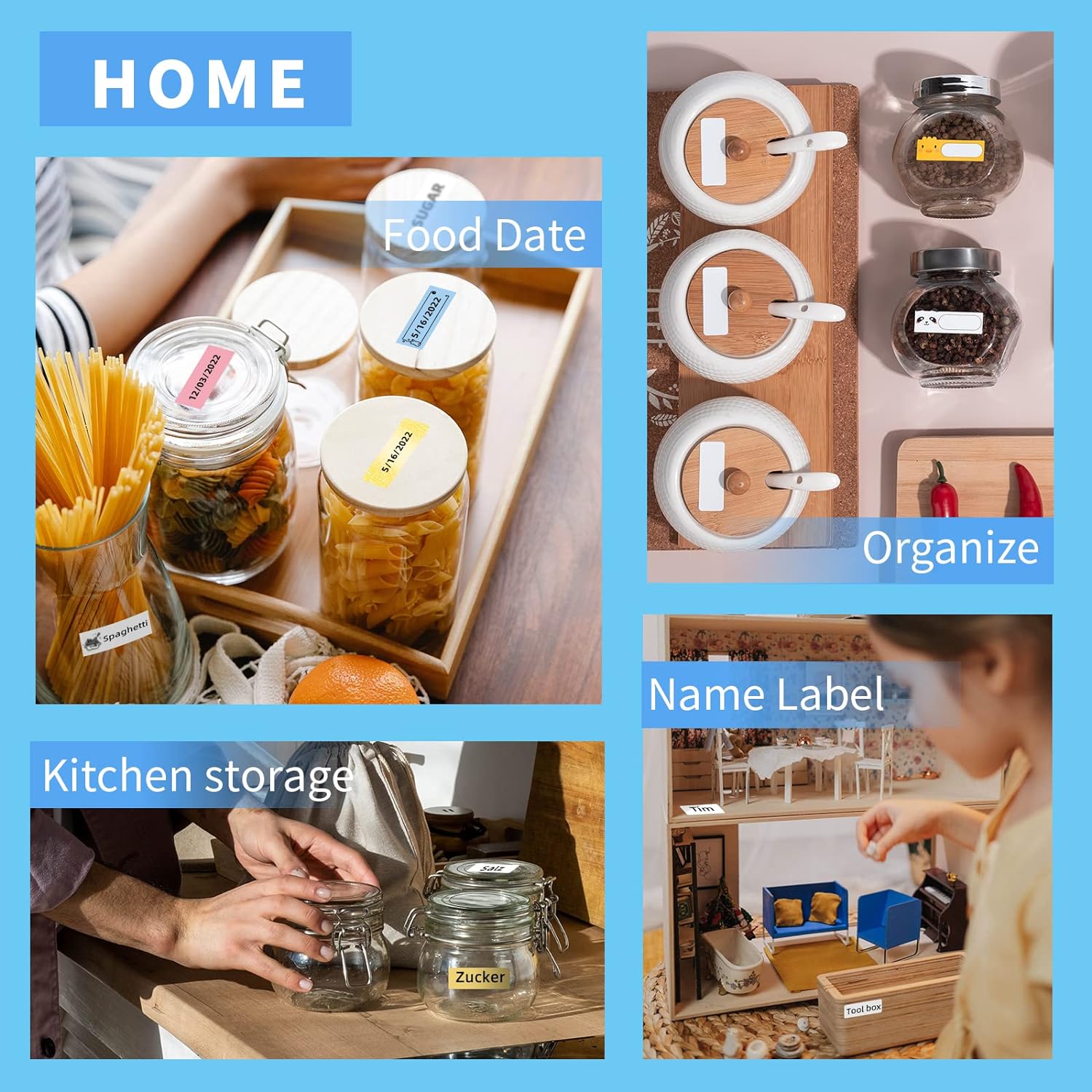 D30 Label Printer, Bluetooth Wireless Mini Pocket Smartphone Label Maker Machine with Tape, Direct Thermal Printer Rechargeable Labeler Compatible with Iphone/Android, for Home Office
