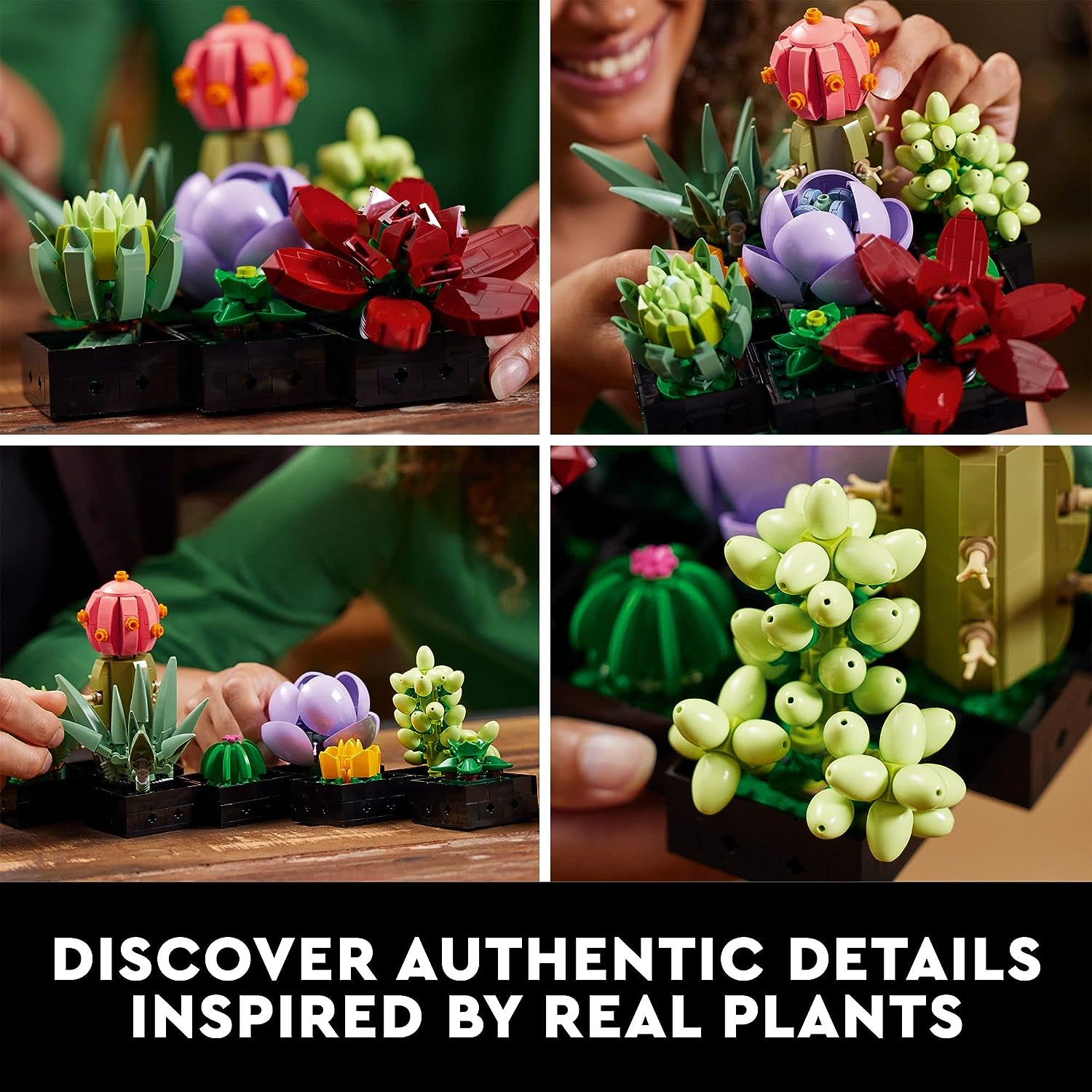 Icons Succulents 10309 Artificial Plants Set for Adults, Home Decor, Birthday, Creative Housewarming Gifts, Botanical Collection, Flower Bouquet Kit