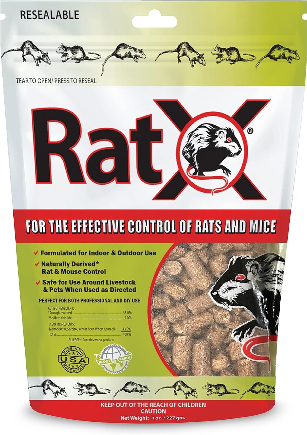 Ecoclear Products 620100-6D Ratx All-Natural for All Speices Rat and Mouse, 8 Oz. Bag