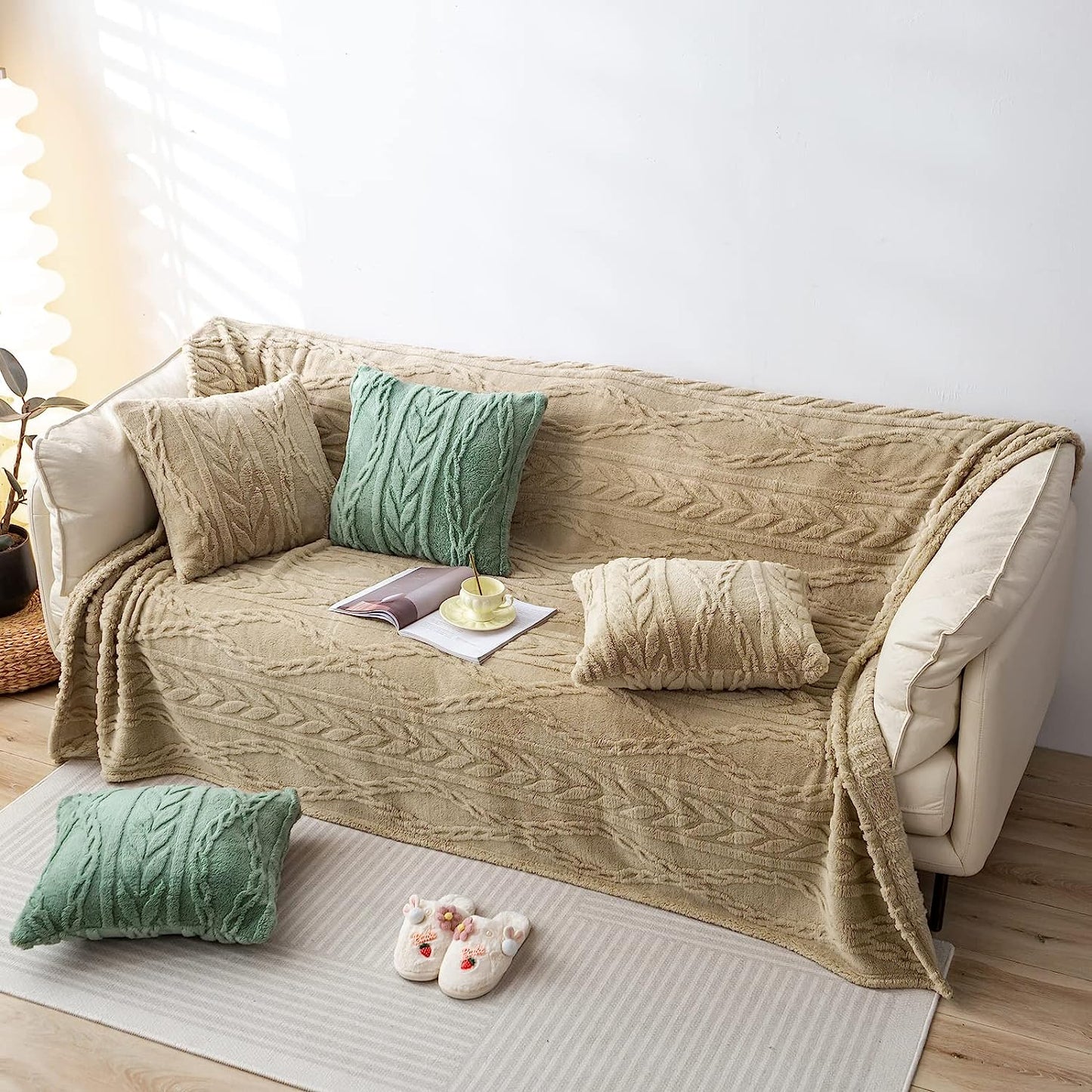 Sherpa Throw Blanket(Without Pillows)-3D Stylish Design Super Soft Fuzzy Cozy Warm Blanket Thick Plush Fluffy Furry Blankets for Teen Girls Women Couch Bed Sofa Chair Men Gift(Tan,50"X65")