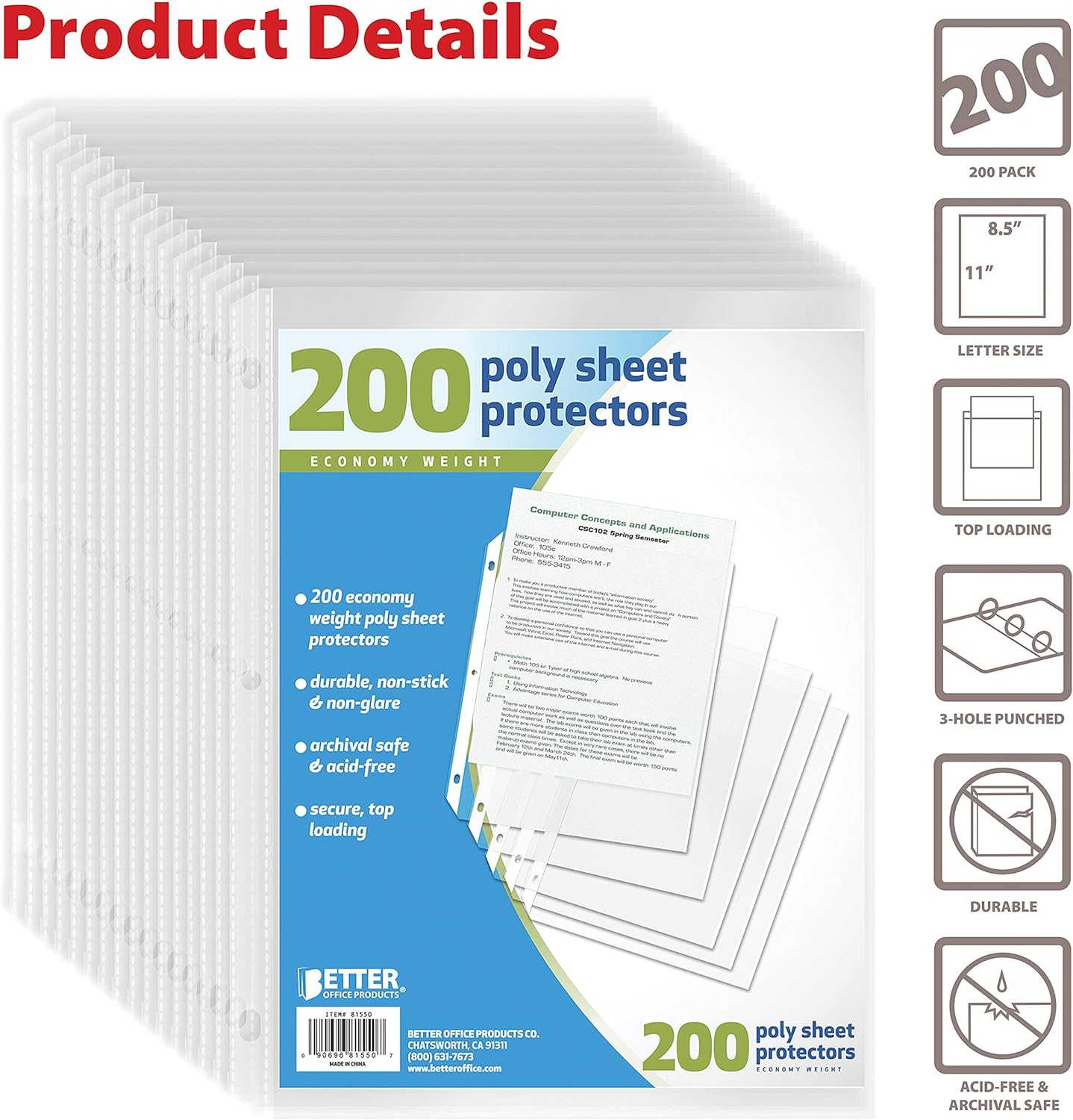 Sheet Protectors, 200 Piece