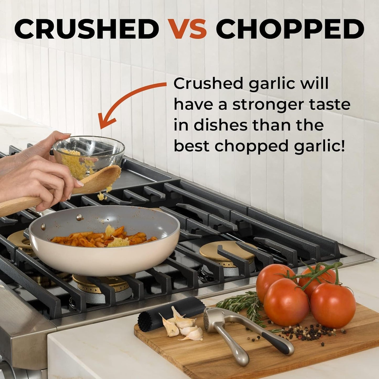Premium Garlic Press with Soft Easy-Squeeze Ergonomic Handle, Sturdy Design Extracts More Garlic Paste per Clove, Garlic Crusher for Nuts & Seeds, Professional Garlic Mincer & Ginger Press - by Zulay
