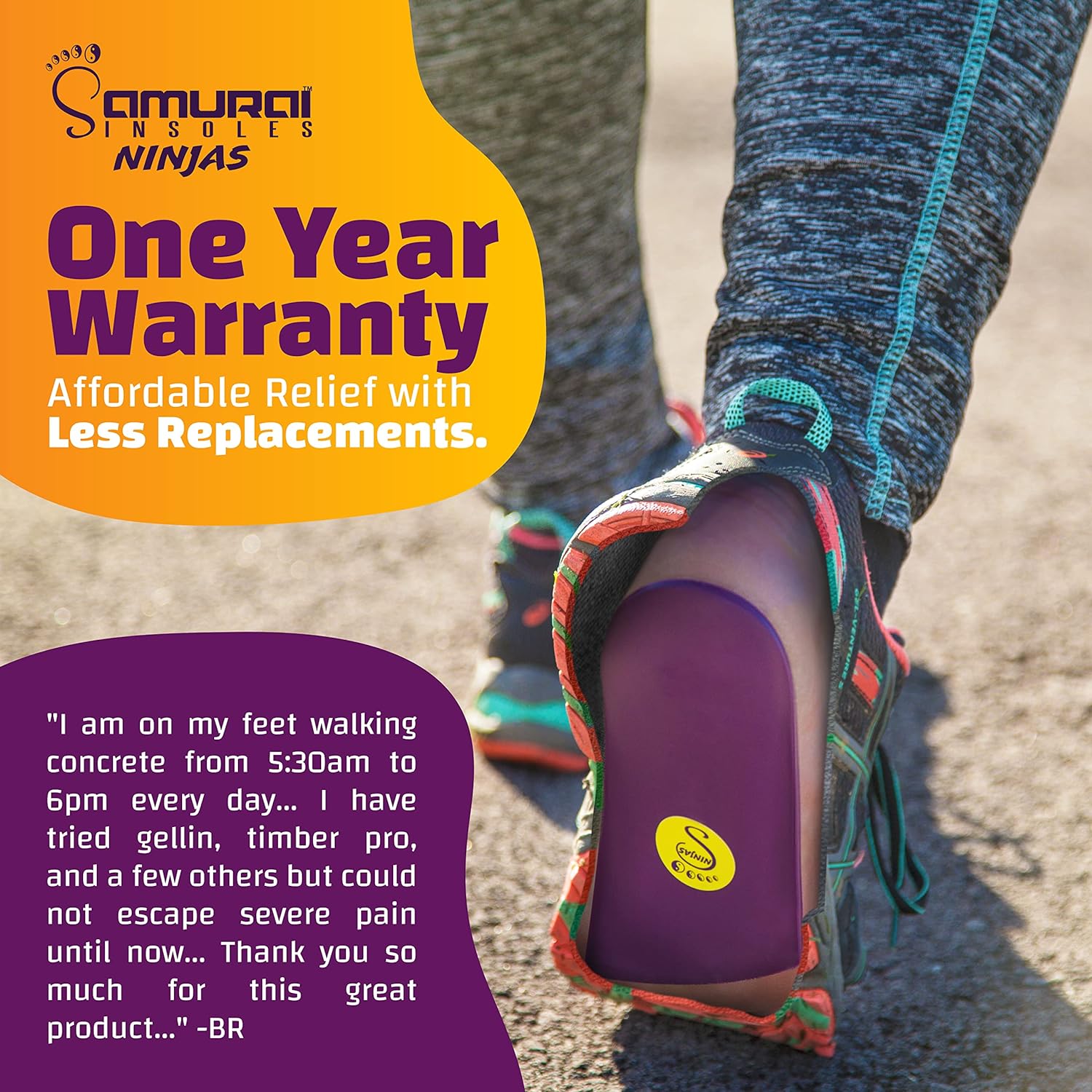 Ninjas Plantar Fasciitis Arch Support Shoe Insoles - Podiatrist Designed, Orthotic Lab Made in the USA