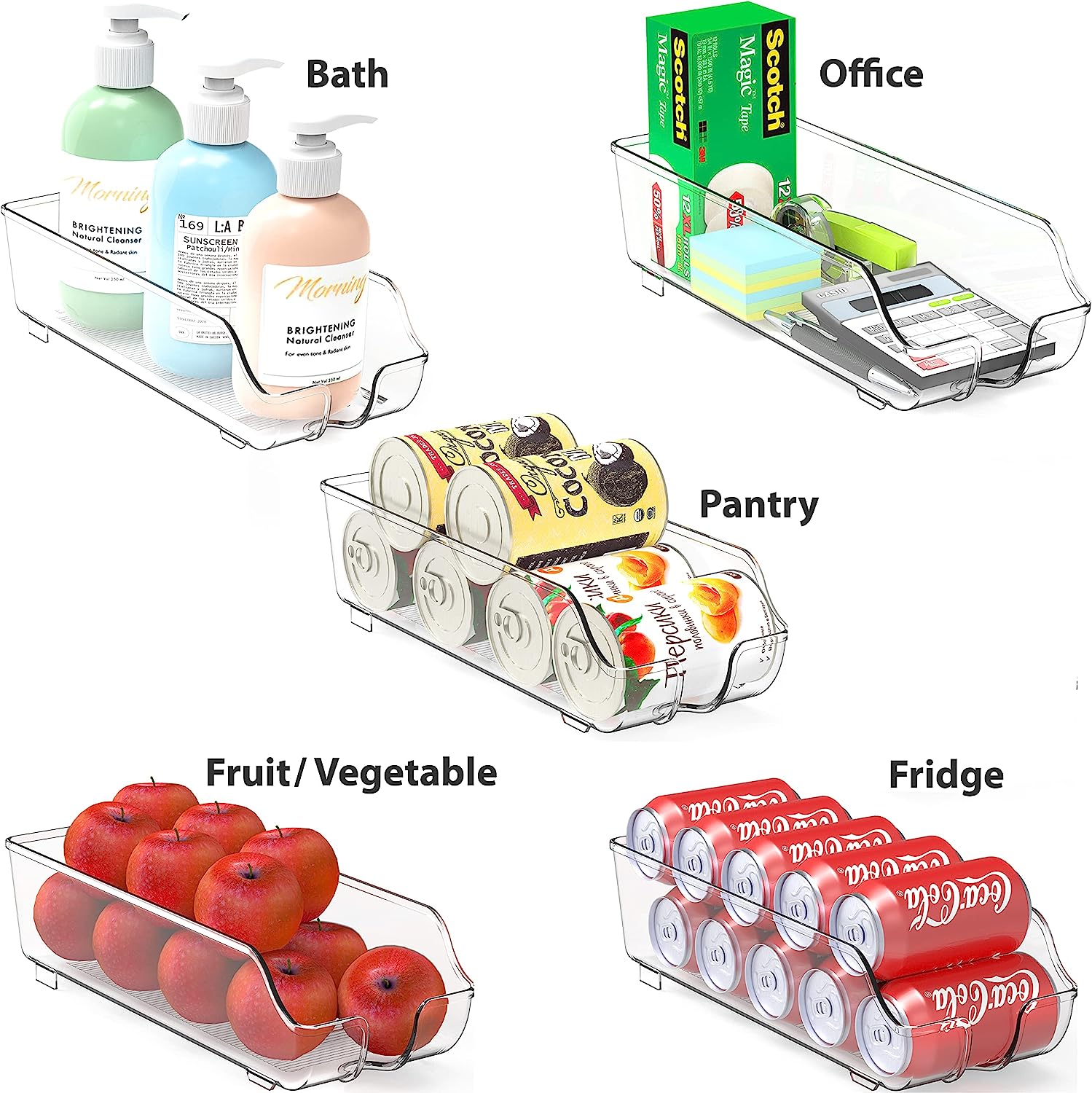 Simplehouseware Soda Can Organizer for Pantry/Refrigerator, Clear, Set of 2