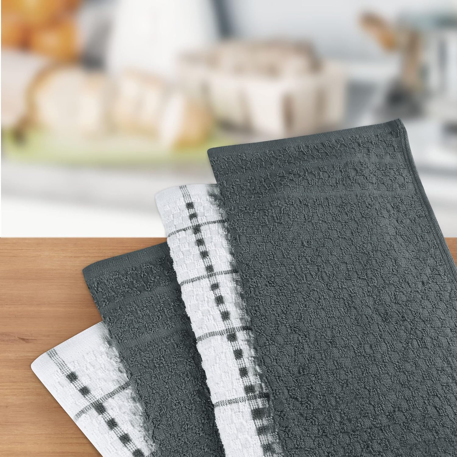 Kitchen 12 Pack, 15 X 25 Inches, 100% Ring Spun Cotton Super Soft and Absorbent Linen Dish Towels, Tea Bar Set (Grey)
