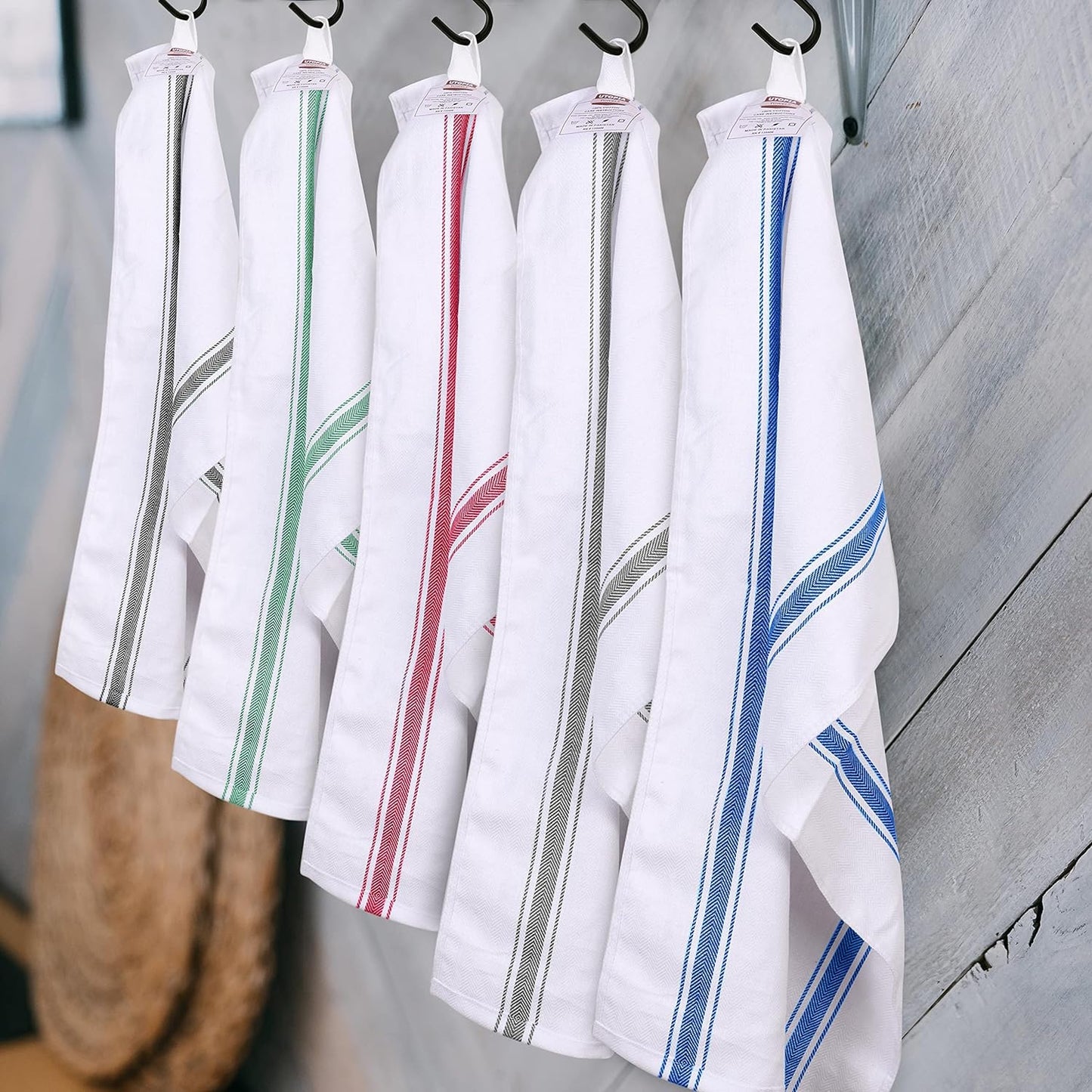 Dish Towels, 15 X 25 Inches, 100% Ring Spun Cotton Super Absorbent Linen Kitchen Towels, Soft Reusable Cleaning Bar and Tea Towels Set (12 Pack, Blue)