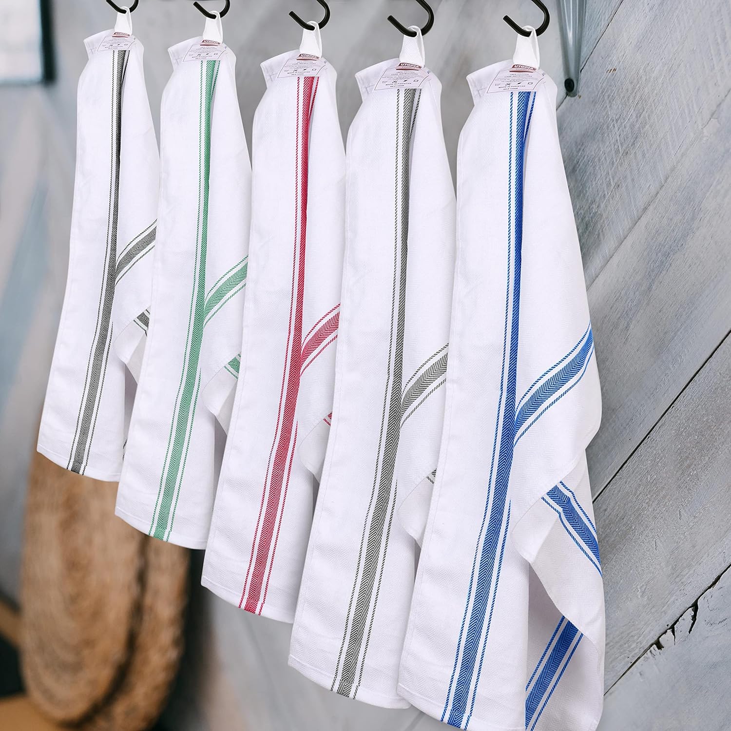 Dish Towels, 15 X 25 Inches, 100% Ring Spun Cotton Super Absorbent Linen Kitchen Towels, Soft Reusable Cleaning Bar and Tea Towels Set (12 Pack, Blue)