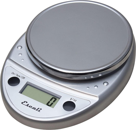Primo Digital Food Scale Multi-Functional Kitchen Scale and Baking Scale for Precise Weight Measuring and Portion Control, 8.5 X 6 X 1.5 Inches, Chrome
