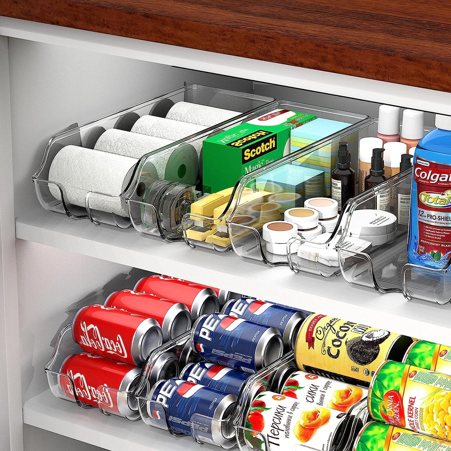Simplehouseware Soda Can Organizer for Pantry/Refrigerator, Clear, Set of 2