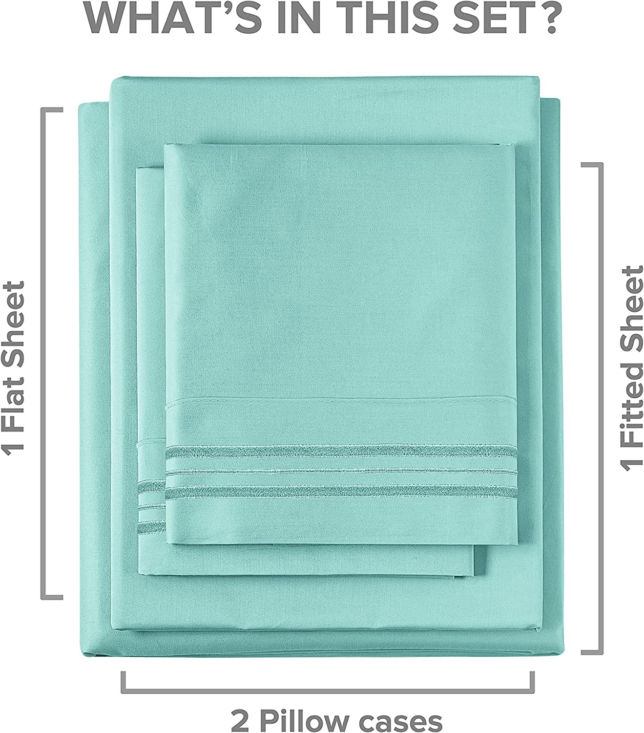 Queen Size 4 Piece Bedding Sheet Set - Breathable & Cooling Bed Sheets - Hotel Luxury Bed Sheets for Women, Men, Kids & Teens - Deep Pockets - Easy-Fit - Soft & Wrinkle Free - Spa Blue Oeko-Tex Set