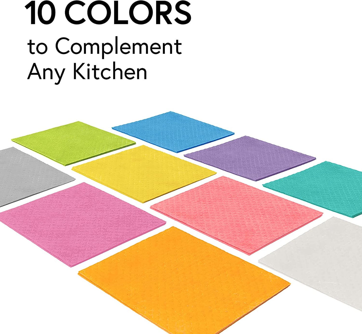 Swedish Dishcloths for Kitchen- 10 Pack Reusable Paper Towels Washable - Eco Friendly Cellulose Sponge Microfiber Dish Cloths - Kitchen Essentials - Orange