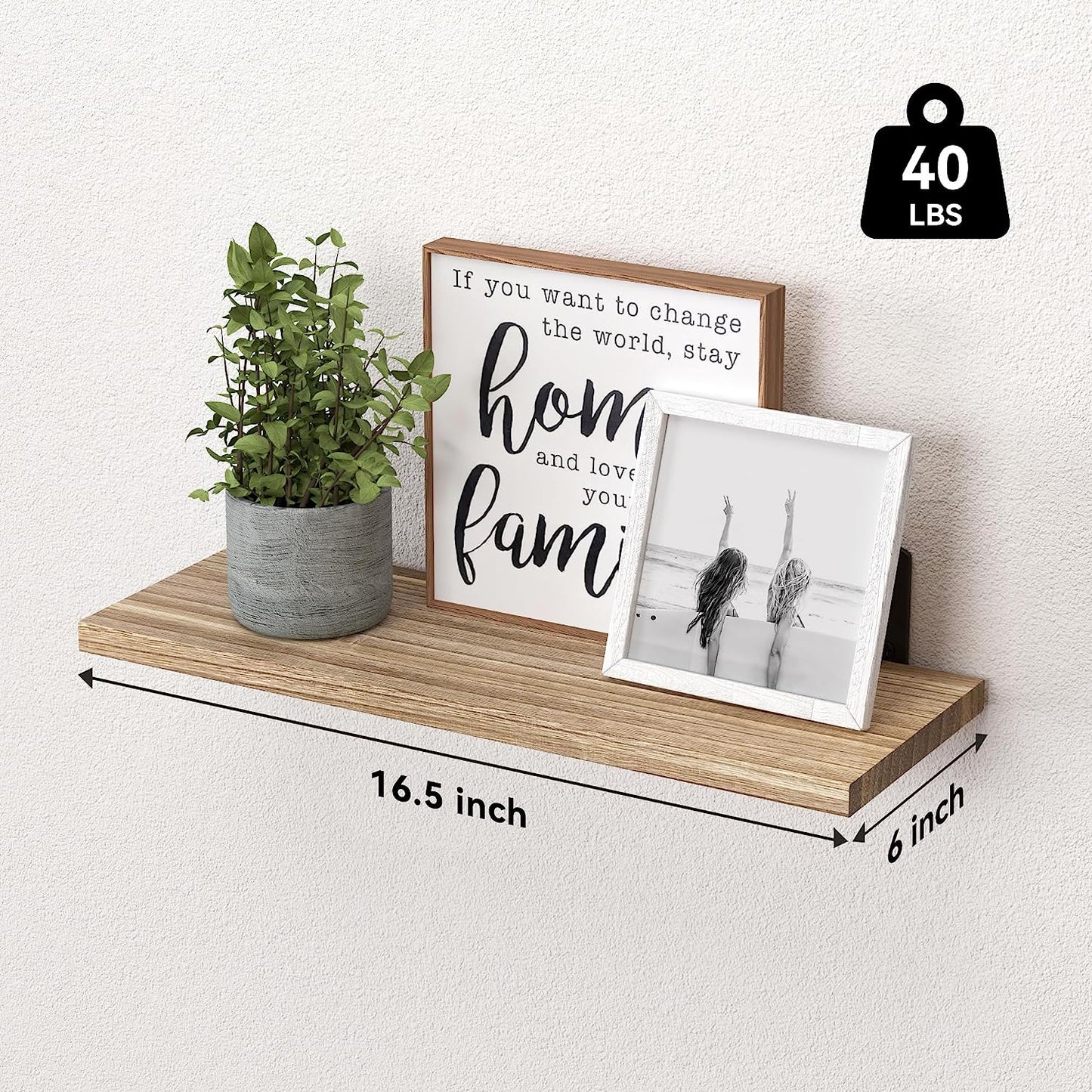 Floating Shelves Set of 6, Wood Floating Shelves for Wall Decor, Rustic Farmhouse Floating Shelves for Bedroom, Bathroom Shelves for Wall Storage, Book Shelves for Living Room-Rustic Brown